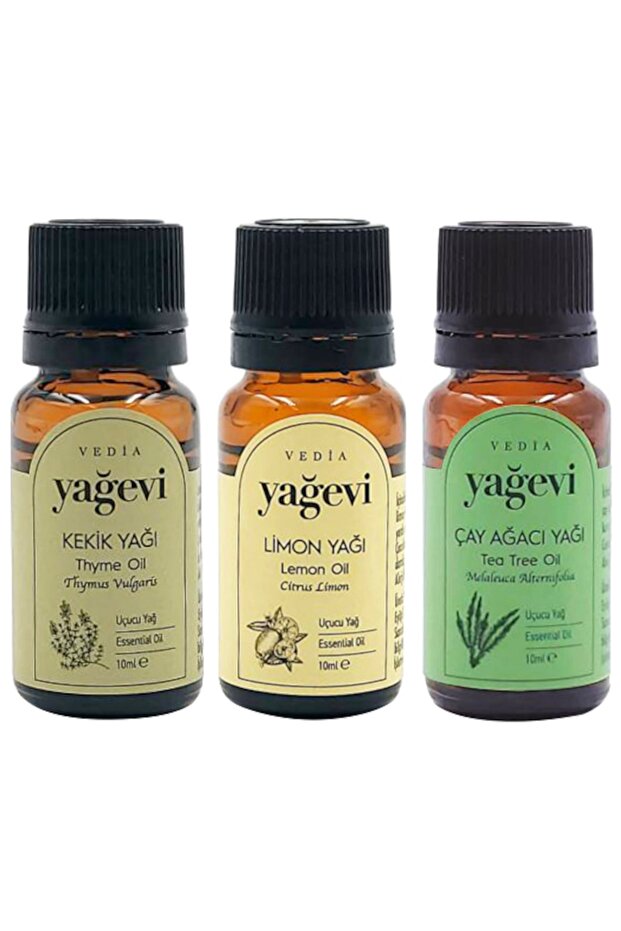 100% Pure Thyme Oil 10ml + Lemon Oil 10ml + Tea Tree Oil 10ml 3-Piece Essential Oil Set (Medium Size)