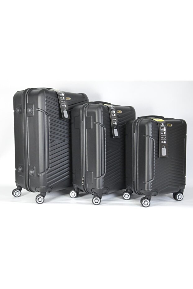 Abs Valiz 4 Teker 3'lü Set Siyah - 1