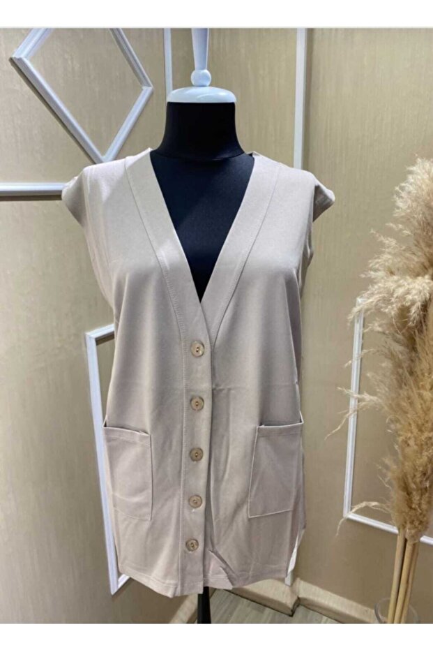 Women's Buttoned Seasonal Vest with Pockets