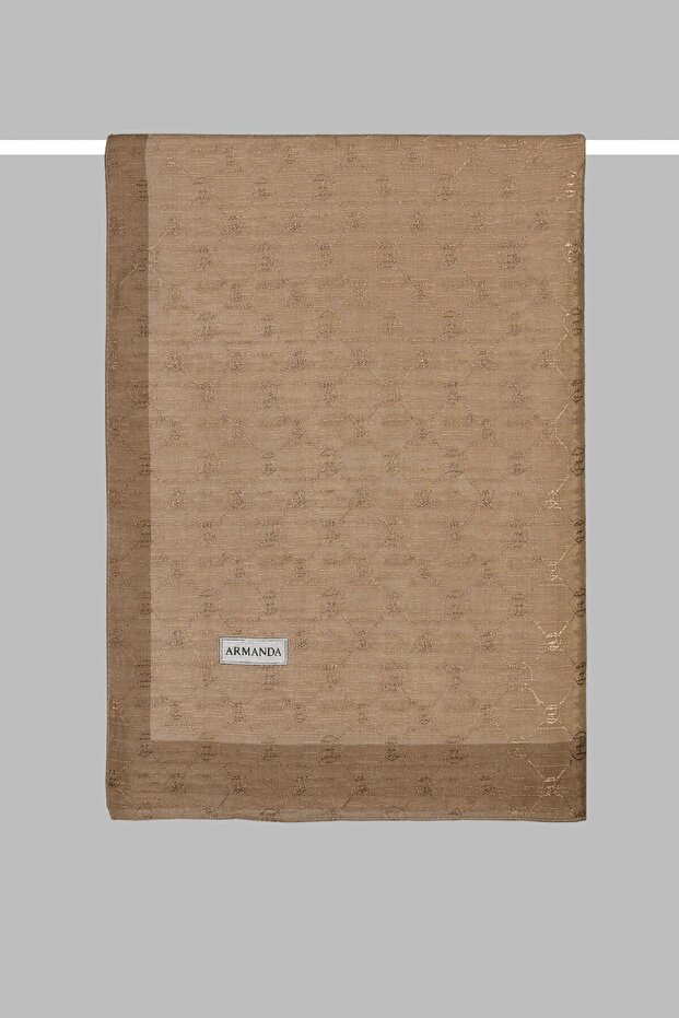 Zincir Monogram Şal - Kamel - 2