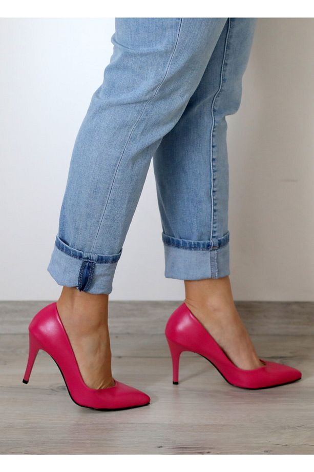 "stiletto" Fuşya - Orta Boy Ince Topuk, V Ağız Parmak Dekolteli Kadın Ayakkabısı - 2
