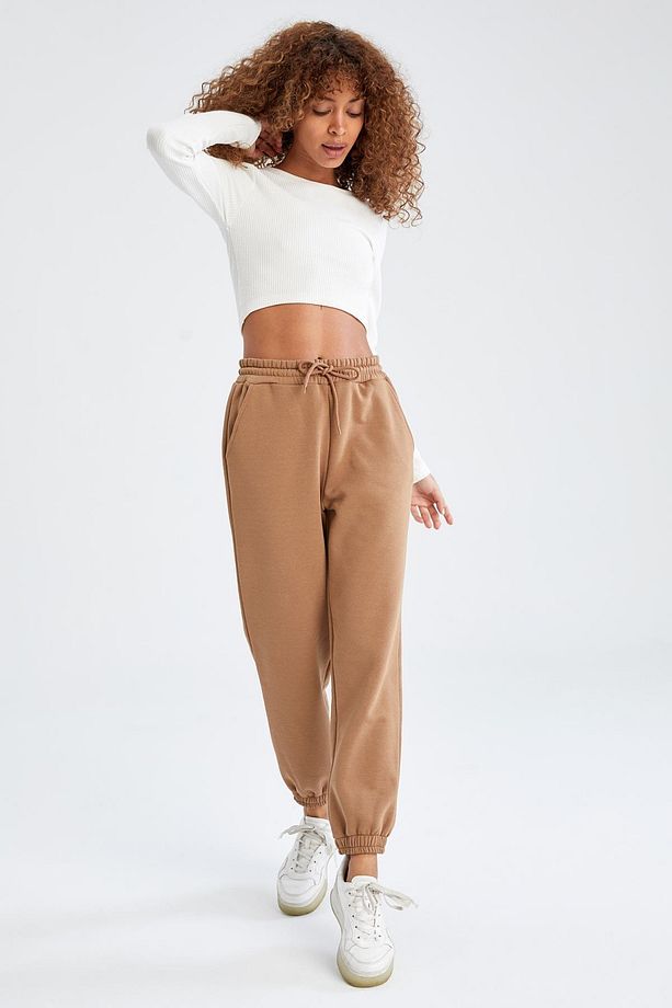 Regular Fit Beli Bağcıklı Kalın Sweatshirt Kumaşı Jogger Eşofman Altı - 4