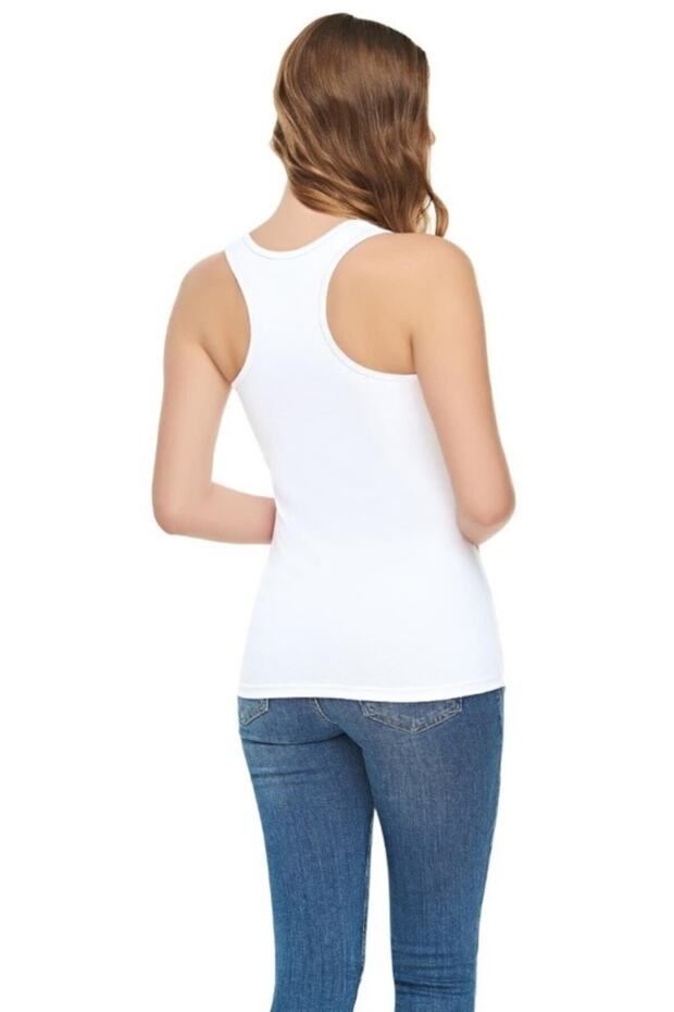 Women's 6-Piece White Strappy Lycra Modal Athlete Undershirt
