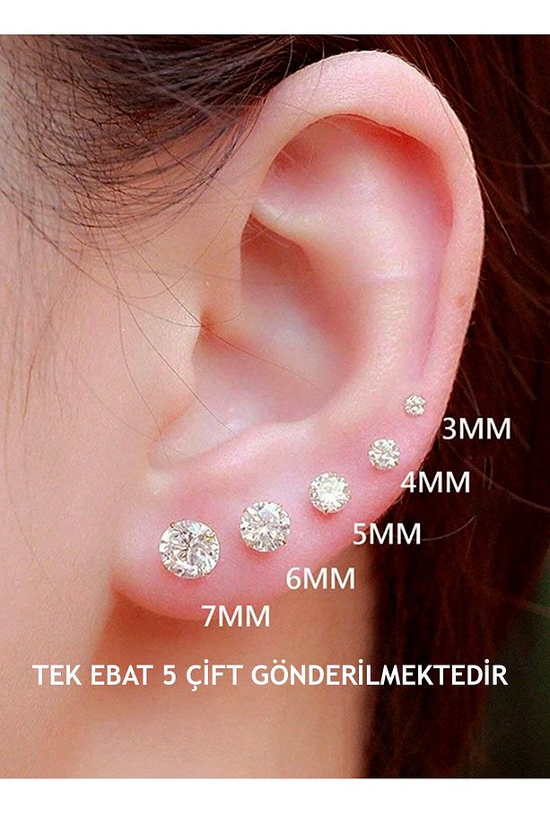 925 Ayar Tek Taş Gümüş Küpe - 1