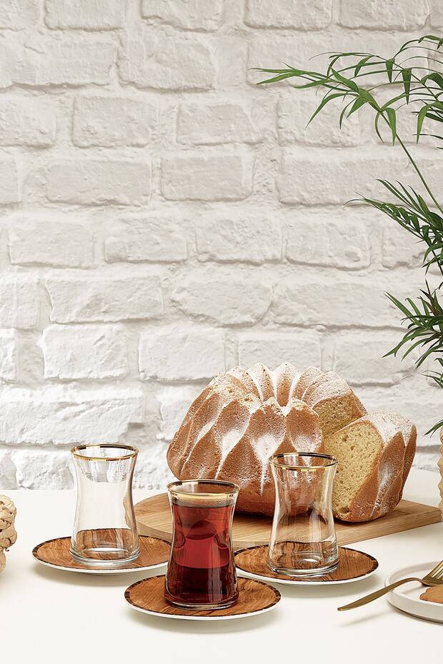 Woody 12 Piece Tea Set Porcelain Tea Cup with Saucer