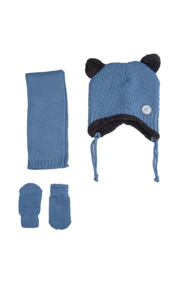 Baby Boy 3-9 Months Scarf Beanie Gloves Set of 3 Fleece K2150-06