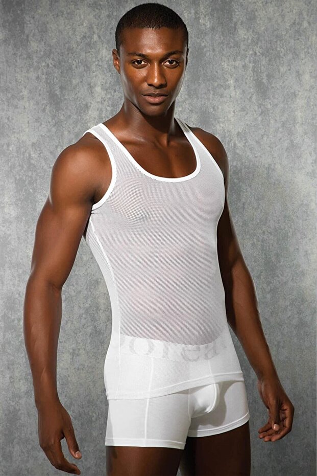 قميص داخلي شفاف من مادة البولي أميد للرجال - 1