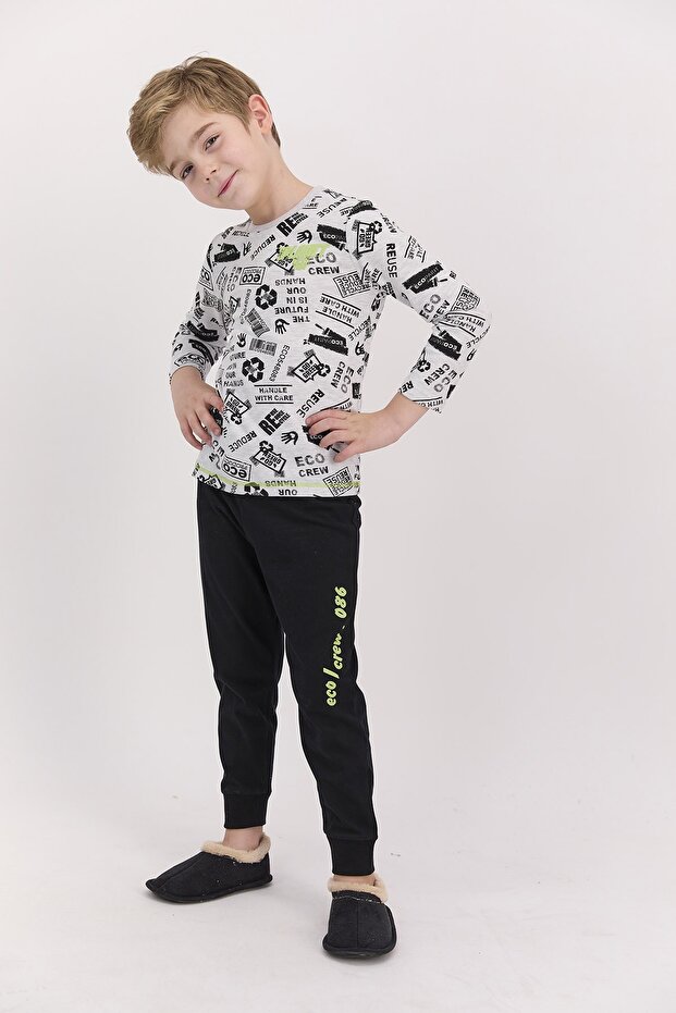 Rolypoly Planet Crew Karmelanj Erkek Çocuk Pijama Takımı - 1