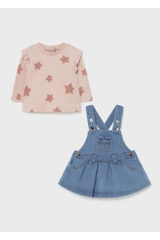 Winter Baby Girl Long Sleeve Blouse Salopet Clothes Set Blue