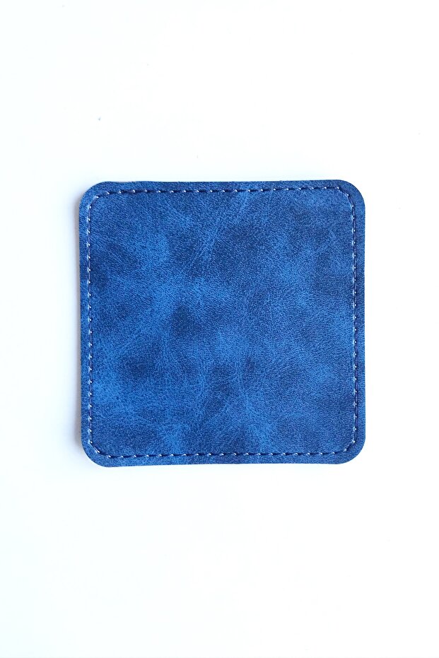 Square Coaster Blue Color Leather Coaster