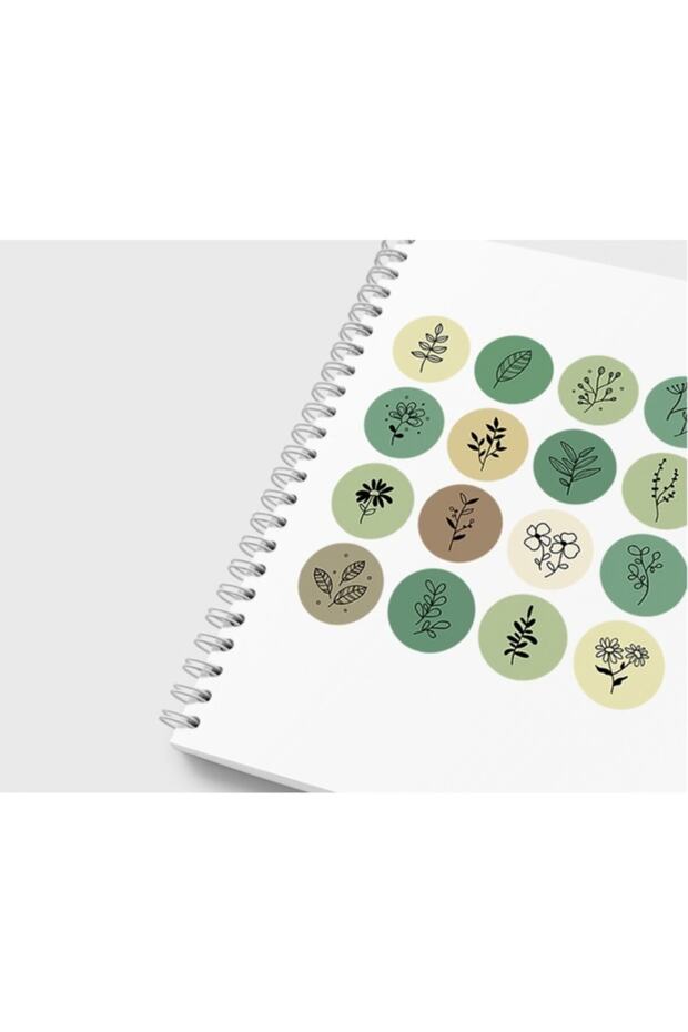 32 Adet 4 Cm Yeşil Yapraklı Yuvarlak Sticker Etiket Çıkartma Hediye Parti Hediyeleri Yapışkanlı - 2