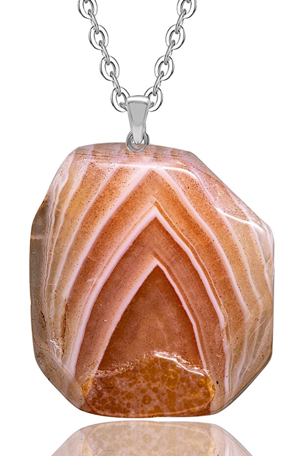 Certified Veined Natural Agate Stone Necklace