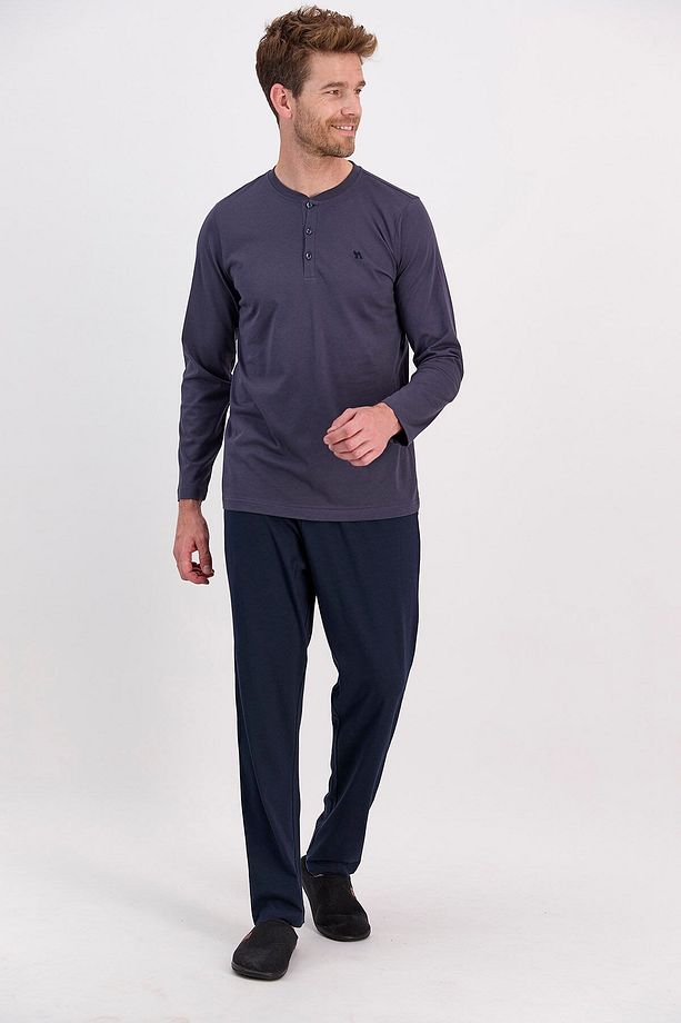 Basic Gri Erkek Uzun Kol Pijama Takımı - 1