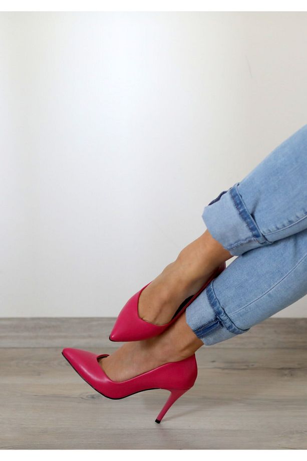 "stiletto" Fuşya - Orta Boy Ince Topuk, V Ağız Parmak Dekolteli Kadın Ayakkabısı - 7