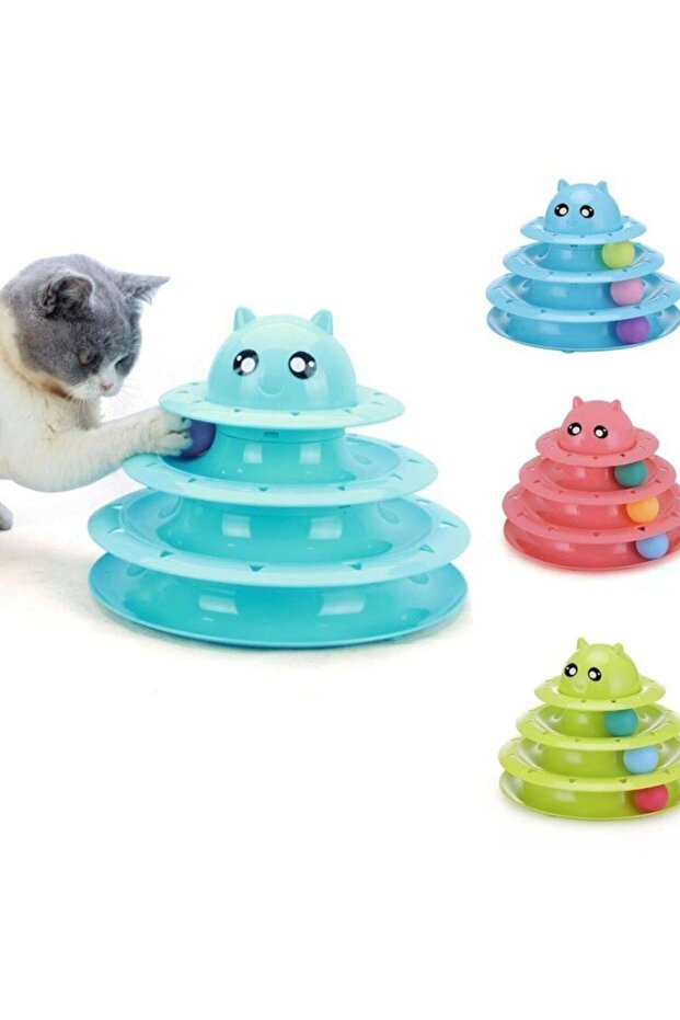 Cat-headed 3-tier cat toy