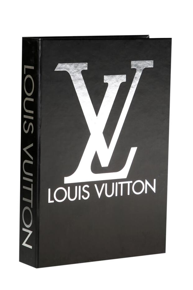صندوق كتب مزخرف باللون الأسود والفضي Lv