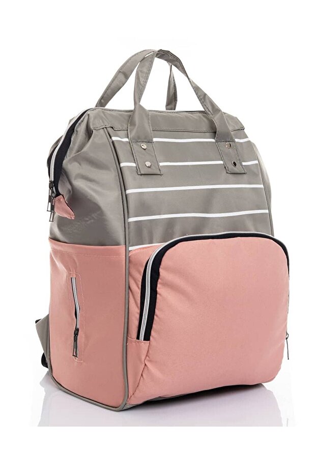 Salmon Gray Queen Functional Thermo Mother Baby Care Backpack