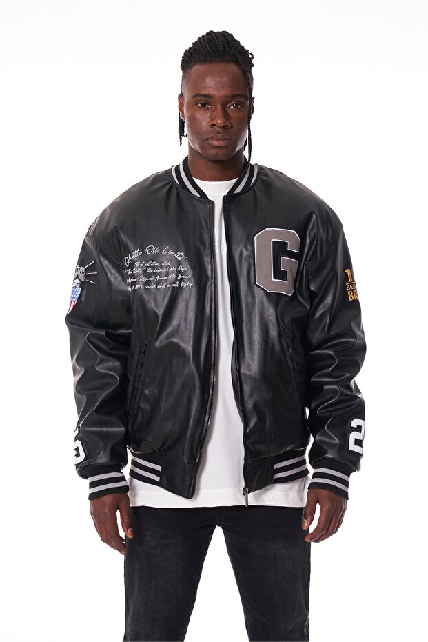 Unisex Siyah College Jacket - 1