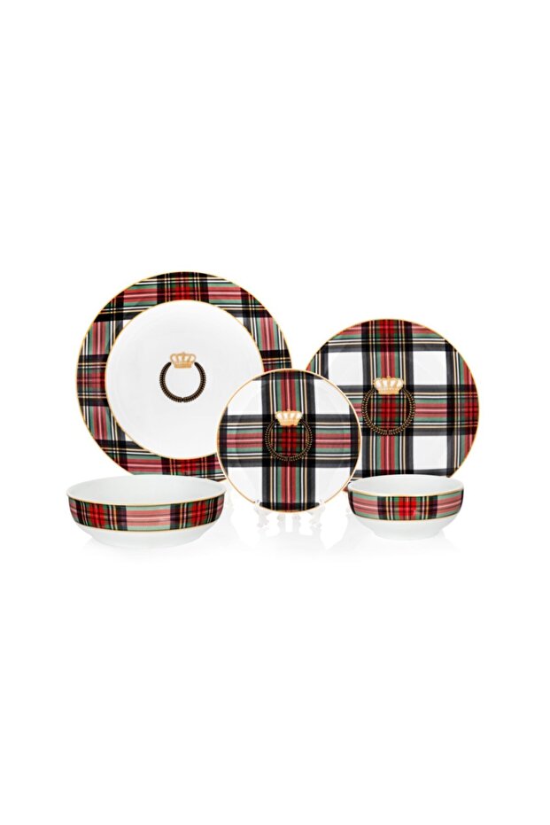 Beyaz Ekose Tabak 28cm - 2