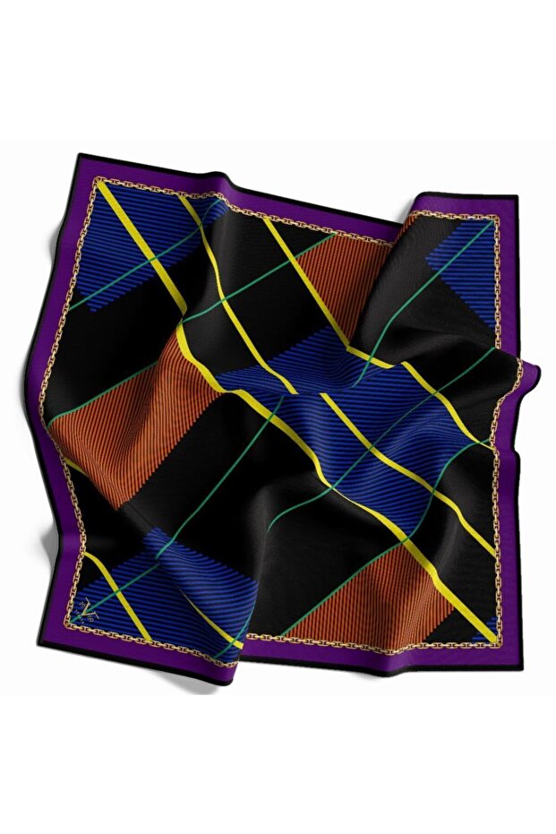 Plaid Pattern Gold Serie Twill with Scarf Hanger and Gift Set 90x90 Cm