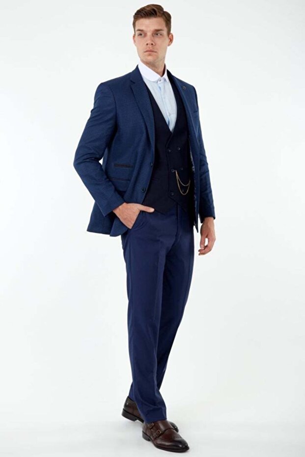 - Harper Blue Pitared Single Jacket - 3