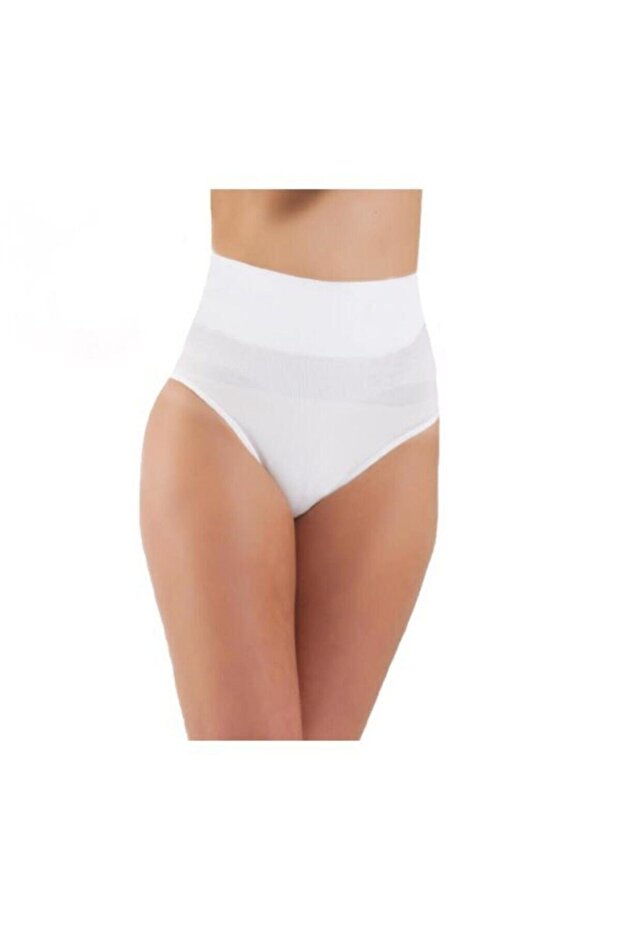 Women's White Abdominal Gathering Slip Panties Corset 5204