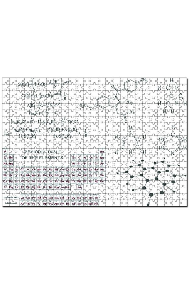 Chemistry Equations and Periodic Table 1000 Piece Puzzle Jigsaw Puzzle Mdf (wood)