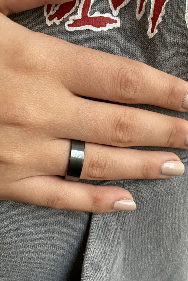 Gray Rainbow Thick 316L Steel Women Men Ring Wedding Band