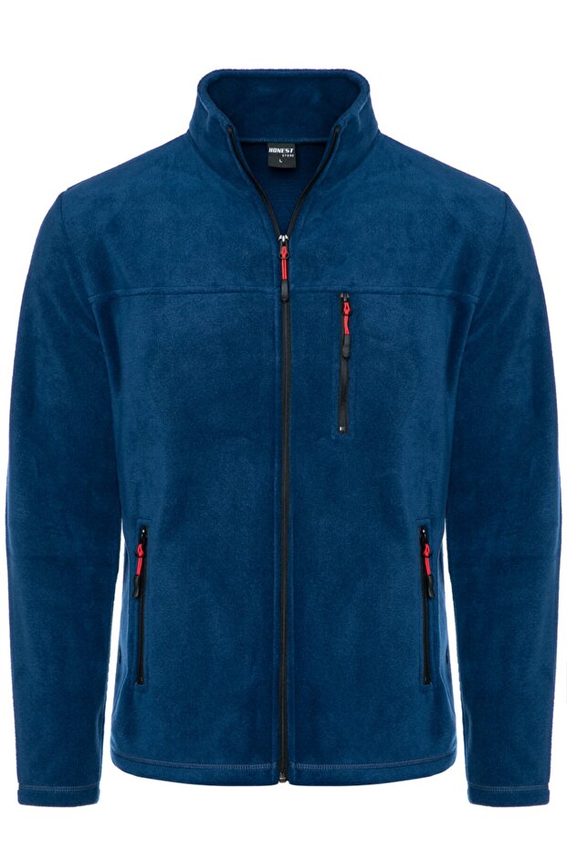 Men's Full Zippered 3 Pocket Indigo Polar