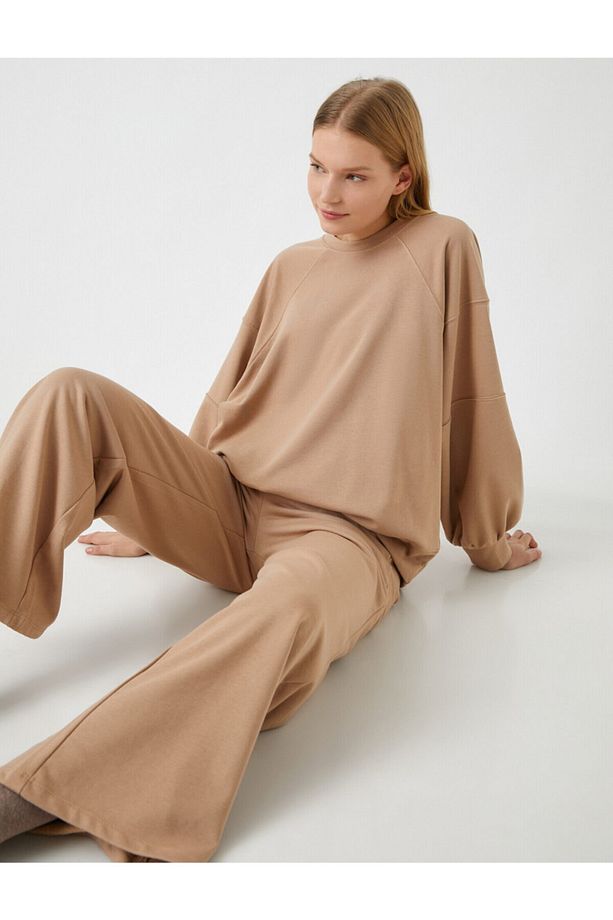 Bisiklet Yaka Oversize Pijama Üstü - 1