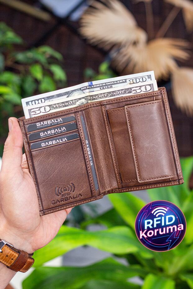 Denver Vintage Leather Coin Holder Brown Card Holder Wallet