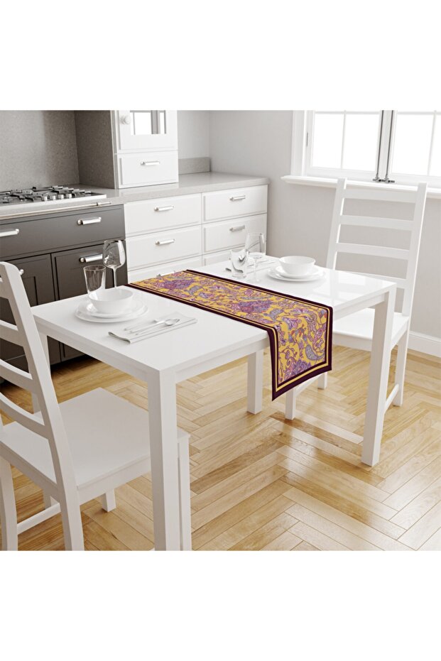 Μωβ Damask Pattern Runner 140x45cm - 1