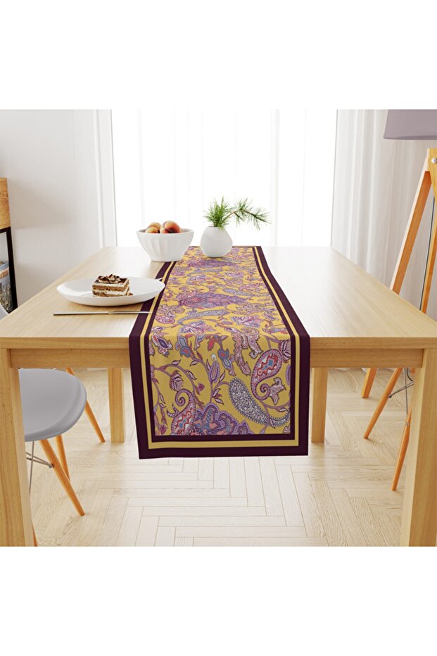 Μωβ Damask Pattern Runner 140x45cm - 3