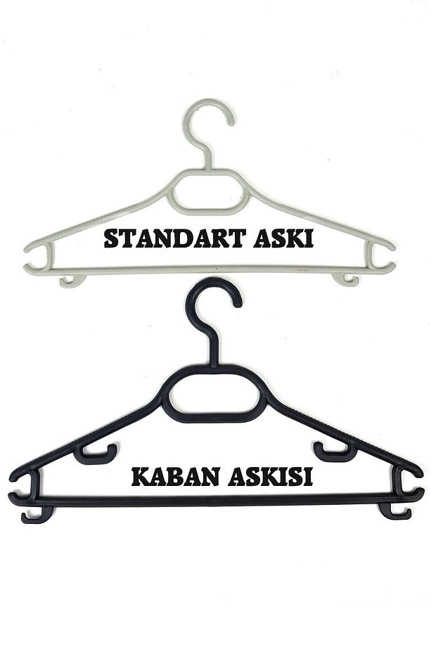 Kalın Elbise Askısı Kalın Kaban Mont Askısı Kırılmaz 6 Adetli Set Siyah De099 - 6