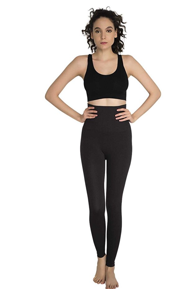 Women's Black Seamless Daily Wear Corseted Leggings