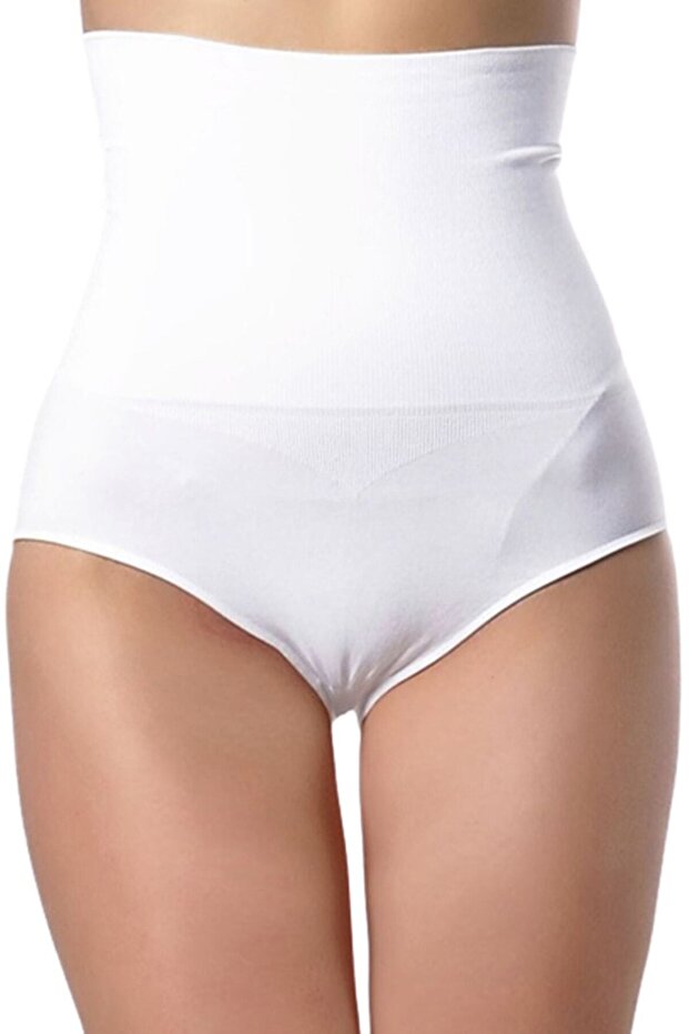 Women's Long Belly Gathering Panties Corset White 2465