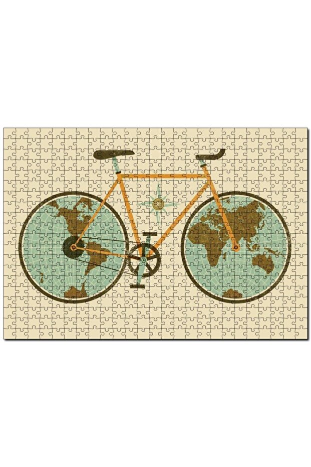 World Map Wheeled Bicycle 120 Piece Puzzle Jigsaw Puzzle Mdf (wood)