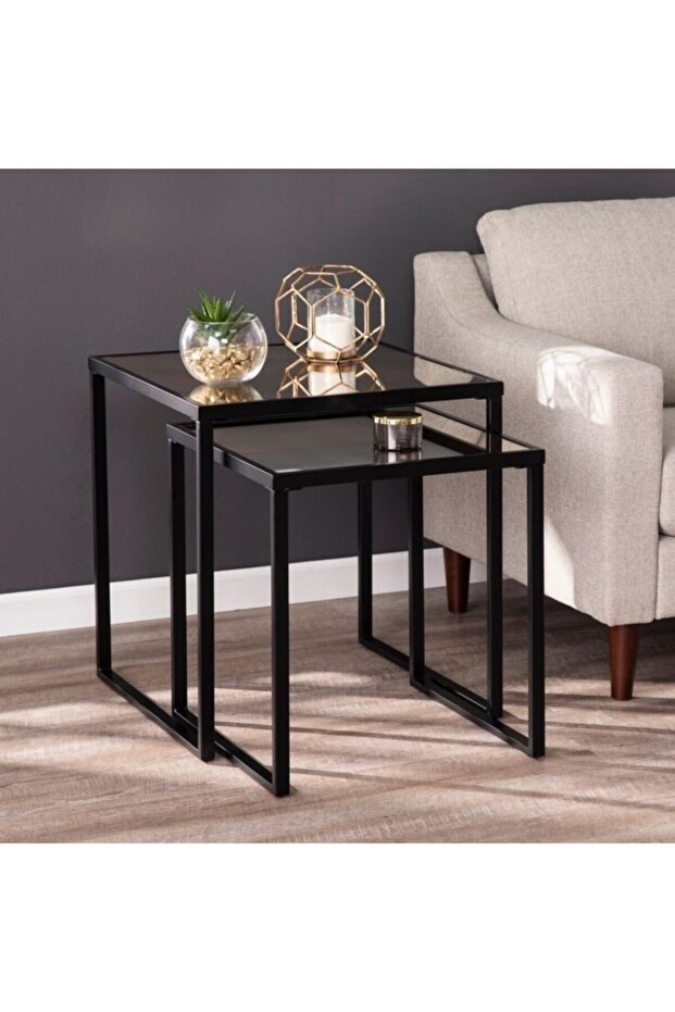 İkili Siyah Zigon Sehpa - 1