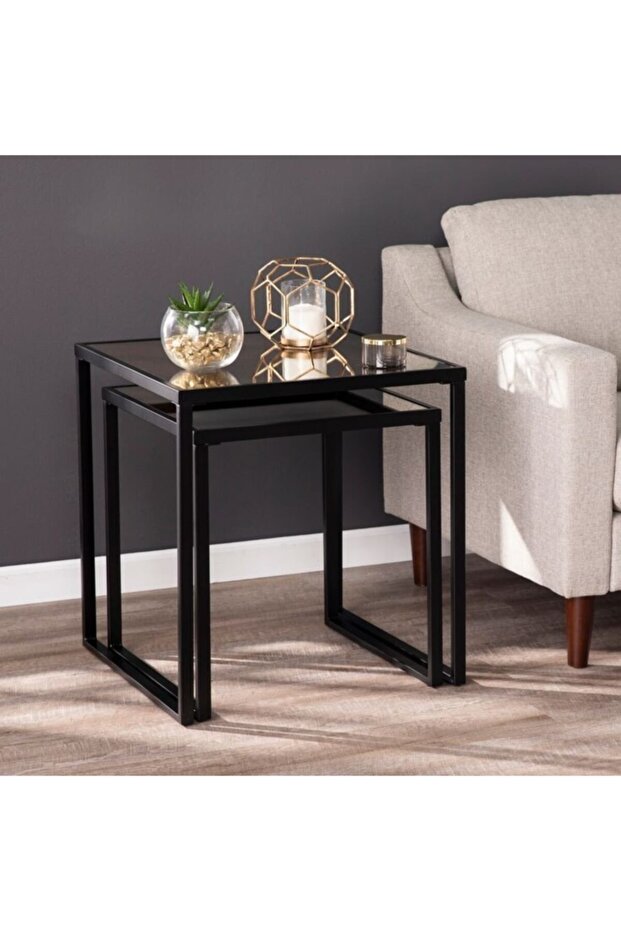 İkili Siyah Zigon Sehpa - 2