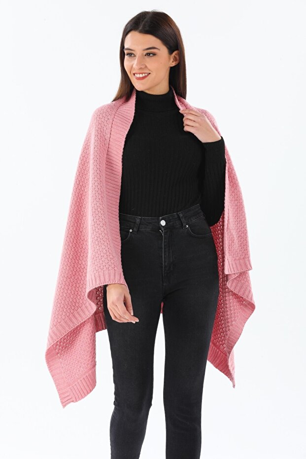 Pembe Triko Omuz Şalı - 1