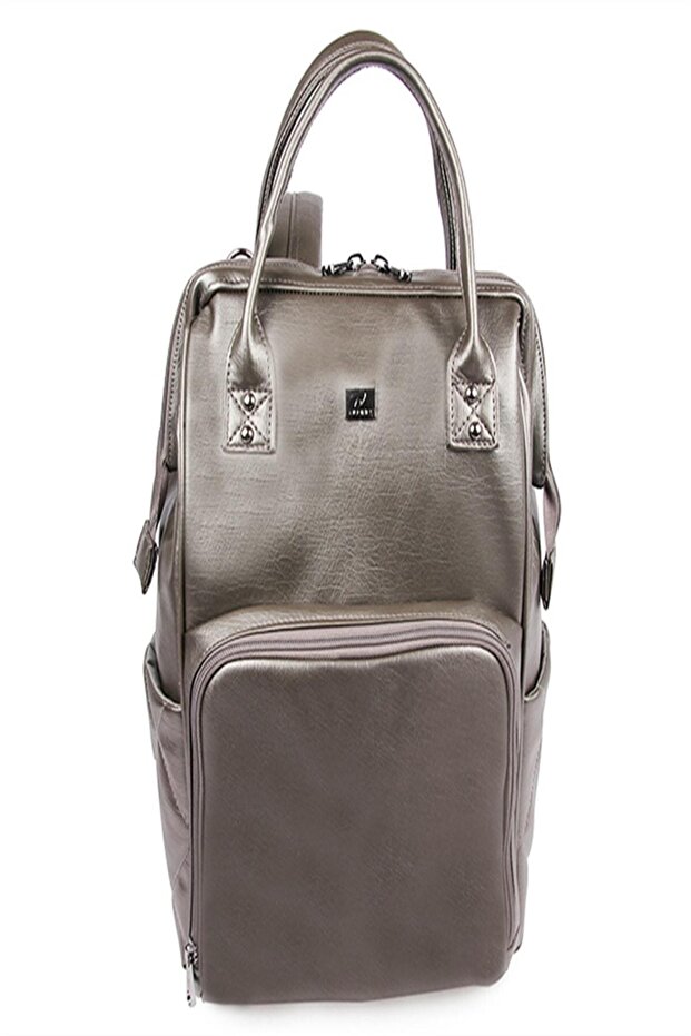 Silver Mother Baby Care Bag - 9350 Silver Vegan Leather