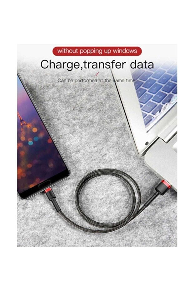 Cafule Kablo USB For Type-C 3A 0.5 M Gri - 4