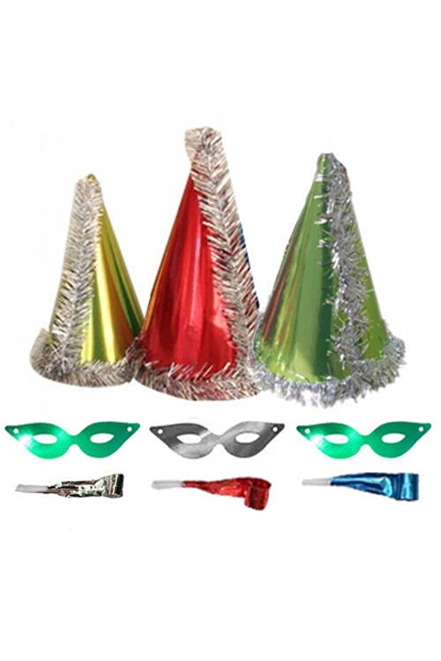 Mixed Color Metallic Cation Set 3 Pieces (Glasses + Hat + Boiled Tongue)