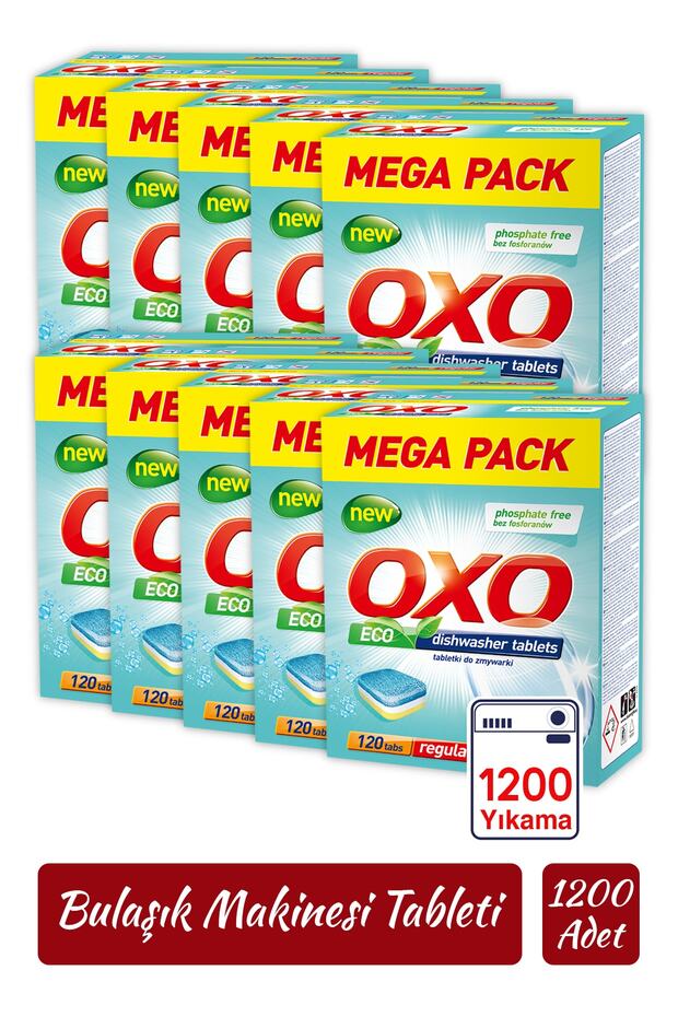 1200 Adet Bulaşık Makinesi Tableti Mega Paket Deterjan Hepsi Bir Arada (120x10) - 1