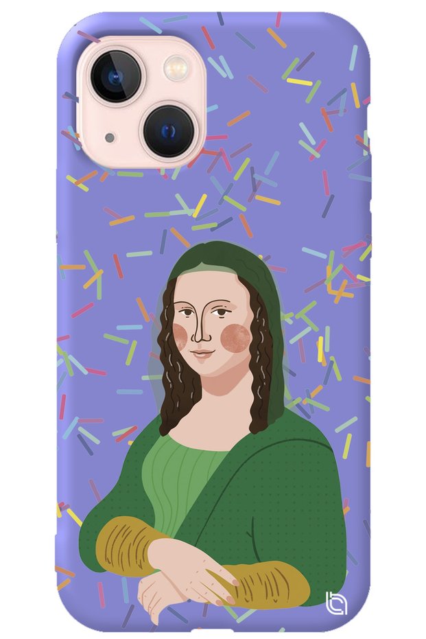 iPhone 13 Lilac Colored Mona Lisa Velvet Patterned Silicone Phone Case