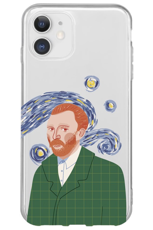 iPhone 11 Van Gogh Design Patterned Transparent Silicone Phone Case