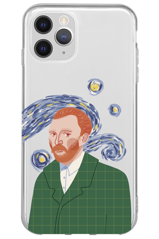 iPhone 11 Pro Max Van Gogh Design Patterned Transparent Silicone Phone Case