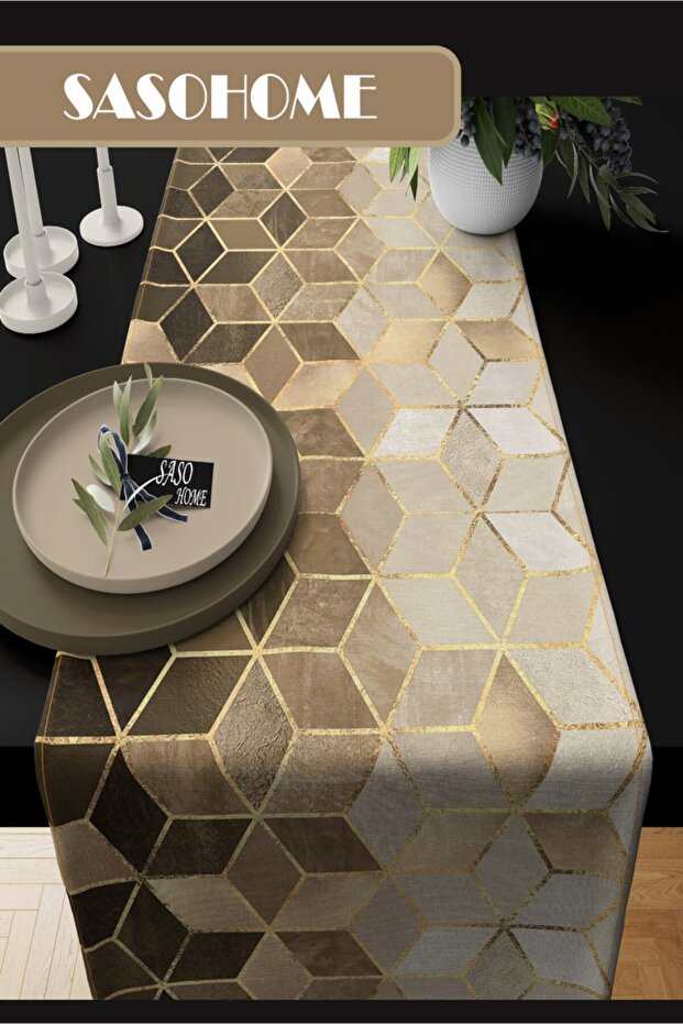 عداء ديكور بنمط رخامي هندسي - 1