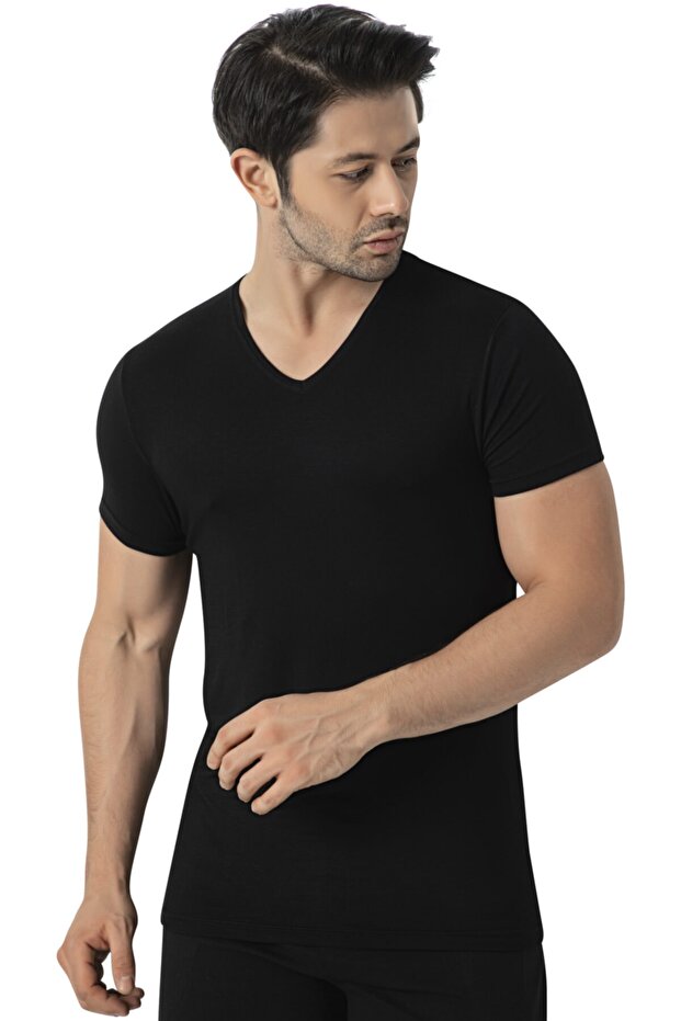 قميص داخلي للرجال من الخيزران برقبة على شكل حرف V