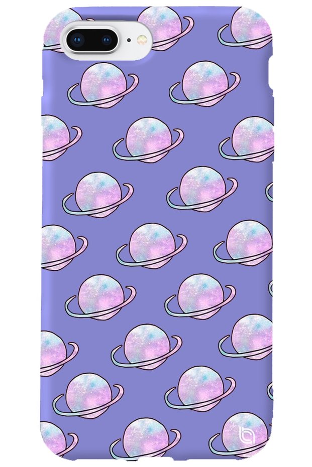 iPhone 7 Plus Lilac Colored Saturn Velvet Patterned Silicone Phone Case